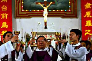 Communist China Catholics continue to sacrifice Christ acceptable to all Catholics while Protestants hide in underground churches.